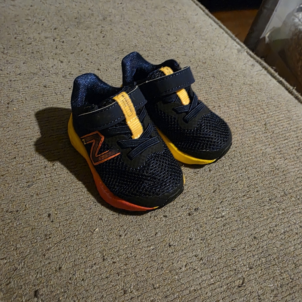 New Balance Kids' Navy and Yellow Sneakers